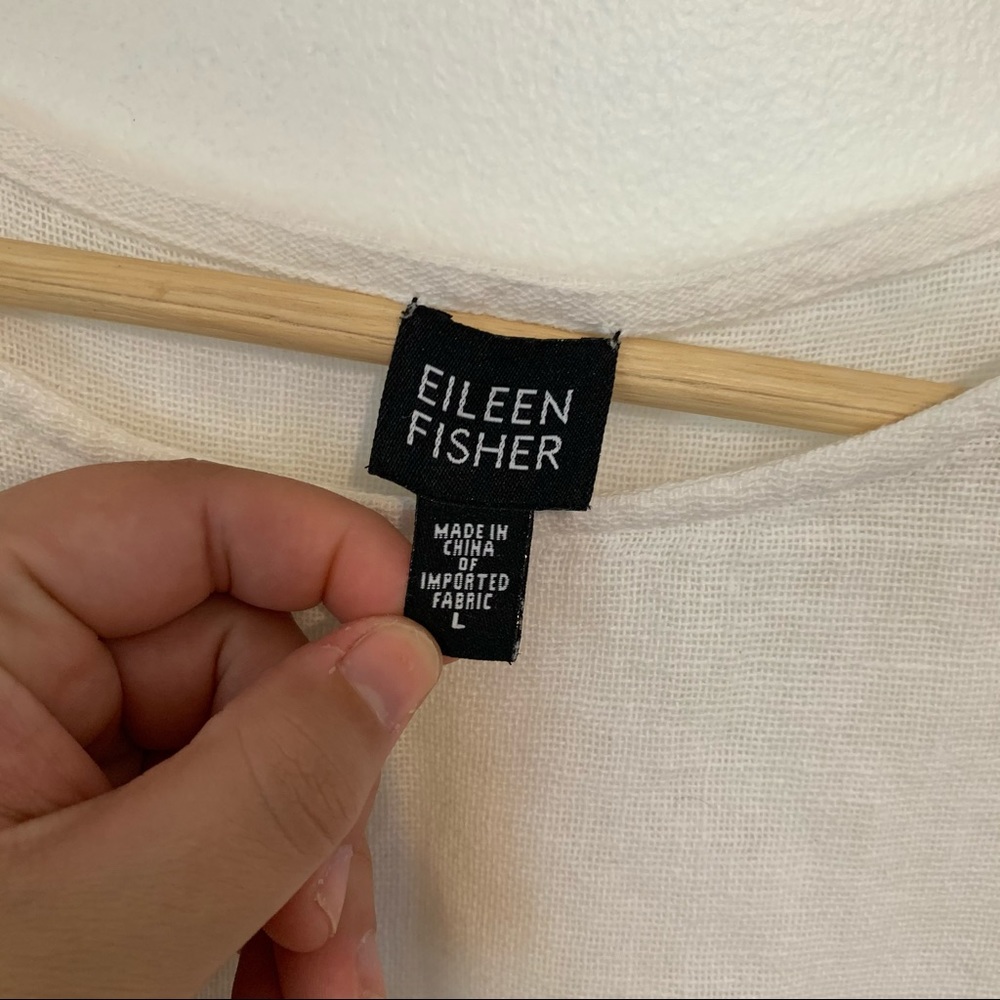 Eileen Fisher | white linen boxy cropped tank top - Picture 5 of 8